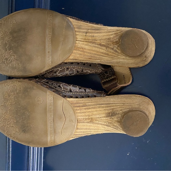 Pikolinos Brown Leather Peep-Toe Sandals size 8 - Picture 4 of 7